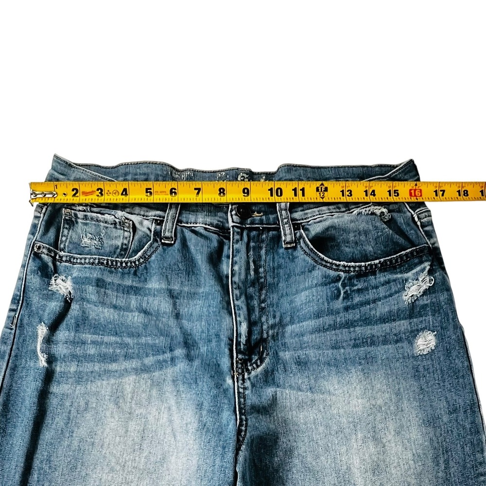 Rewash High Rise Jogger Jeans Womens Juniors 11/30 Distressed Blue Denim Elastic - Picture 6 of 10